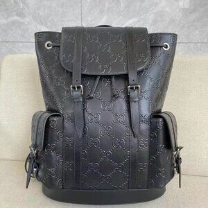 Gucci GG Embossed Backpack Leather Black